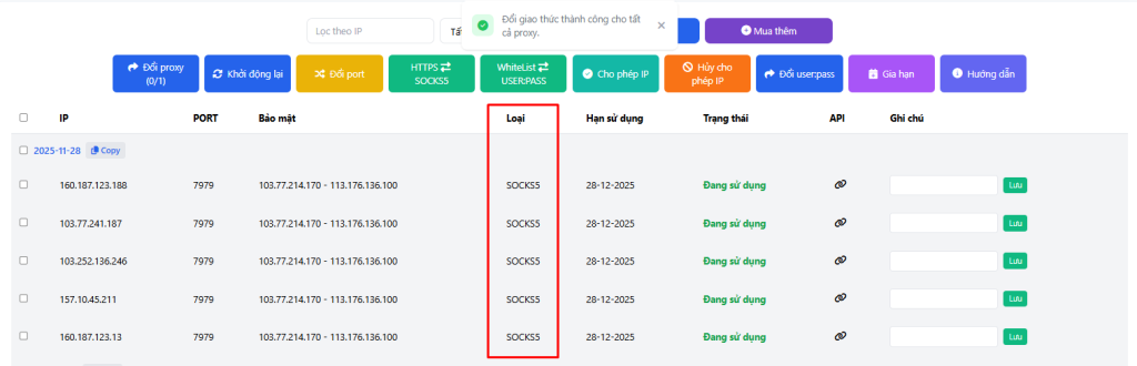 Hướng dẫn cho phép IP sử dụng Proxy và các tính năng khác trên website tại VPSTTT 10 proxy